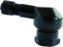 Metallventil för MC vinklad , fälghål 11,3mm svart